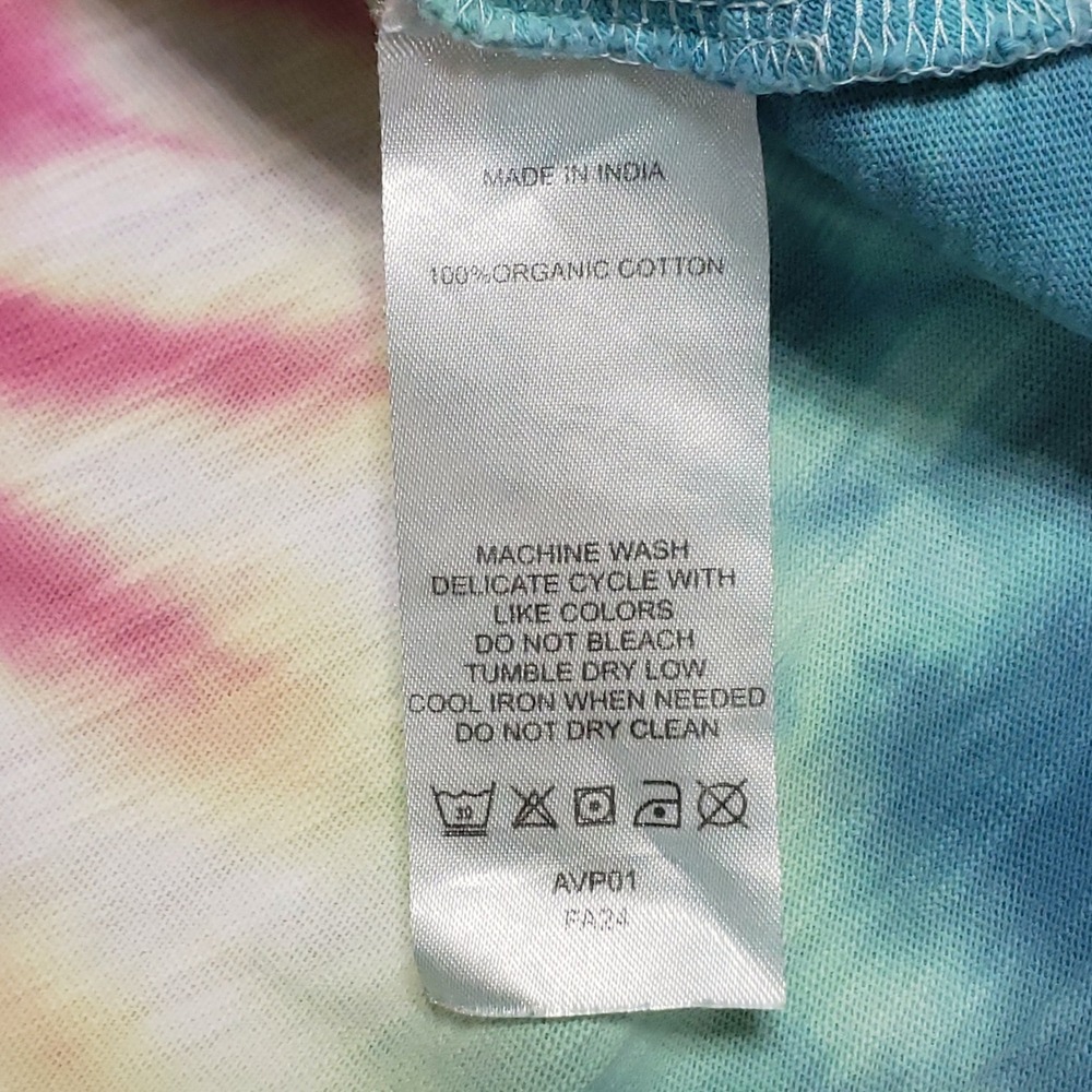 Quince Women Organic Cotton Slub Crewneck Tee Tie Dye Pink Blue Large - Picture 5 of 10